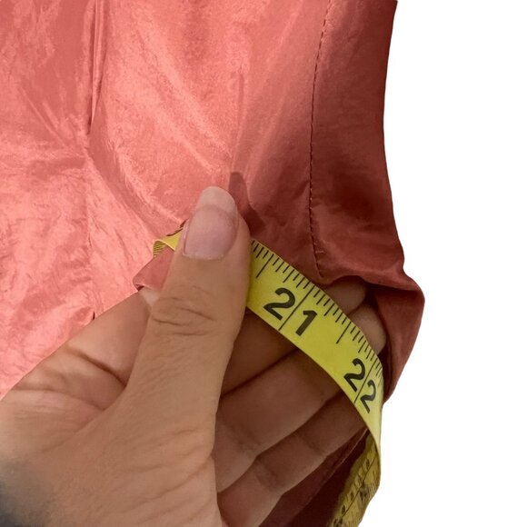 Vintage 90s Warm Mauve Ruffle Collar Silk Long Sleeve Button Up Top Medium - Picture 6 of 6